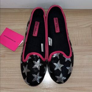 Betsey Johnson Black and Silver Star Sequin Flats
